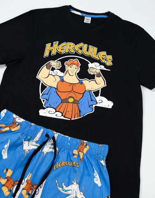 Vanilla Underground Disney Hercules Adults Black Short Sleeve Long Leg Pyjama Set - Small Image 5