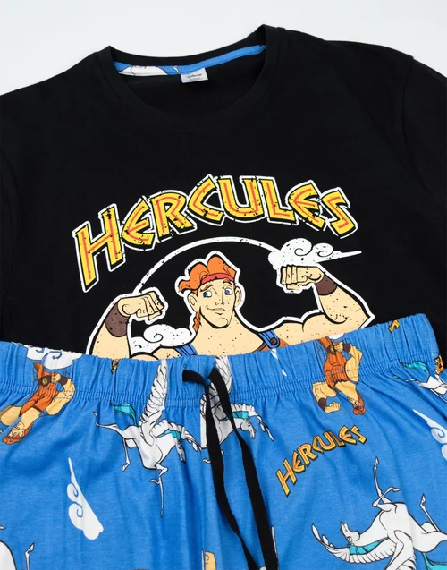 Vanilla Underground Disney Hercules Adults Black Short Sleeve Long Leg Pyjama Set - Small Image 4