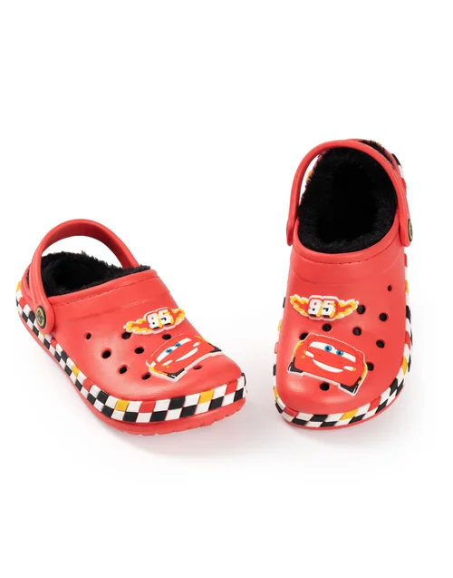 Vanilla Underground Disney Cars Lightning McQueen Fur Lined Kids Red Clogs (Younger 8-Older 2) - 9 Infants Image 1