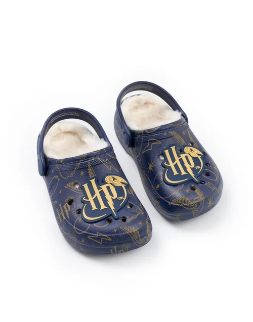 Vanilla Underground Harry Potter Kids Fur Lined Navy Clogs (Older 12-5) - 5 Infants Image 1