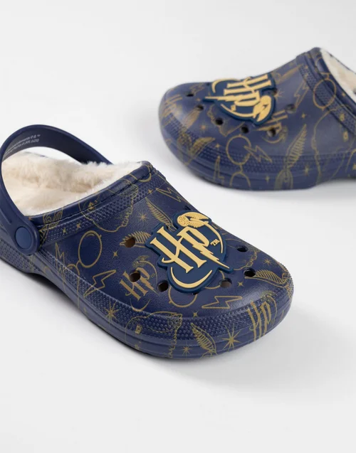 Vanilla Underground Harry Potter Logo Fur Lined Adults Navy Clogs - 5 Image 2