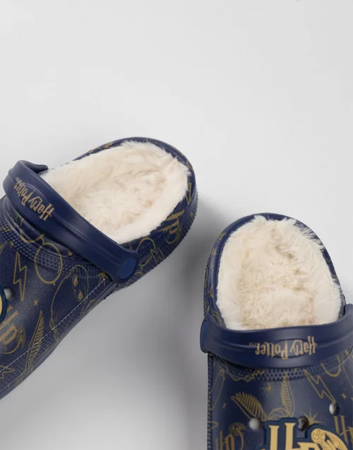 Vanilla Underground Harry Potter Logo Fur Lined Adults Navy Clogs - 5 Image 5