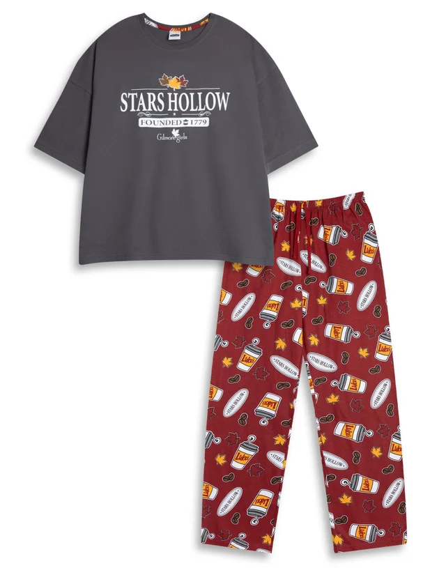 Vanilla Underground Gilmore Girls Stars Hollow Adults Multicoloured Short Sleeve Pyjama Set