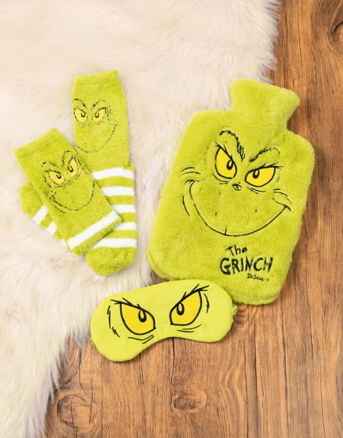 Vanilla Underground The Grinch Character Green Hot Water Bottle Gift Set - One Size Image 2