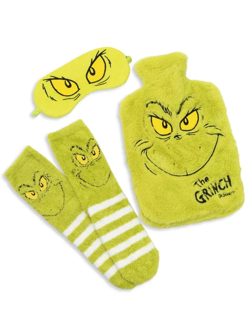 Vanilla Underground The Grinch Character Green Hot Water Bottle Gift Set - One Size Image 1