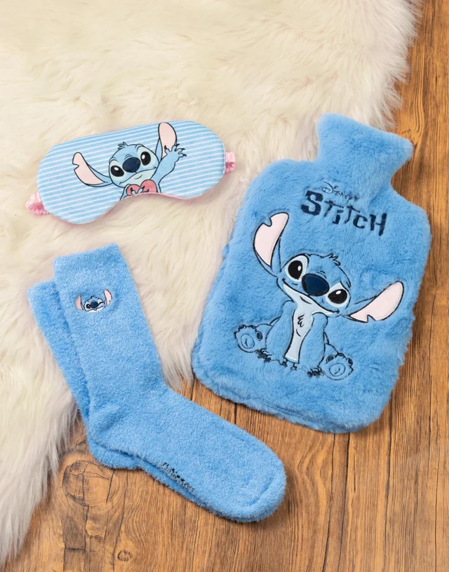 Vanilla Underground Disney Stitch Adults Blue Hot Water Bottle Gift Set