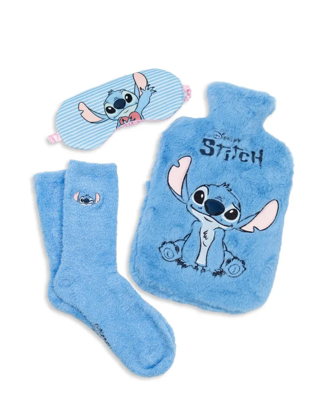 Vanilla Underground Disney Stitch Adults Blue Hot Water Bottle Gift Set