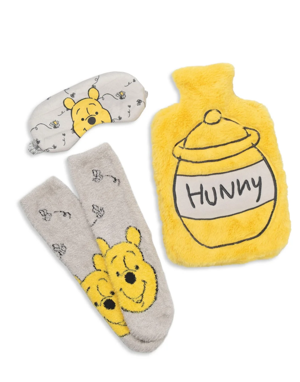 Vanilla Underground Disney Winnie The Pooh Adults Yellow Hot Water Bottle Gift Set - One Size Image 1
