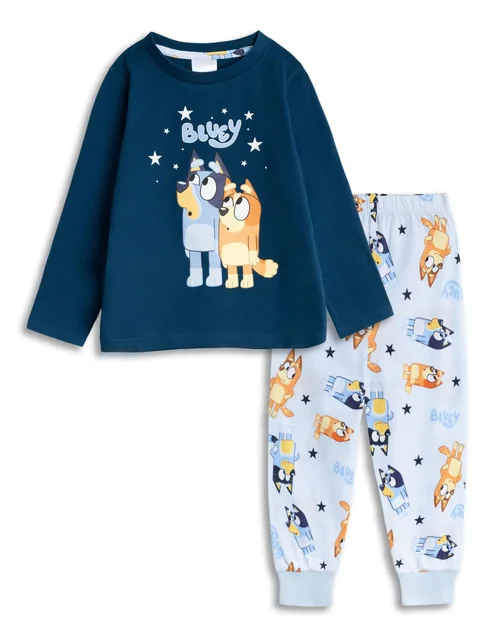 Vanilla Underground Bluey Kids Navy 'Family' Long Pyjama Set (18mnths-7yrs) - 18 - 24 Months Image 1