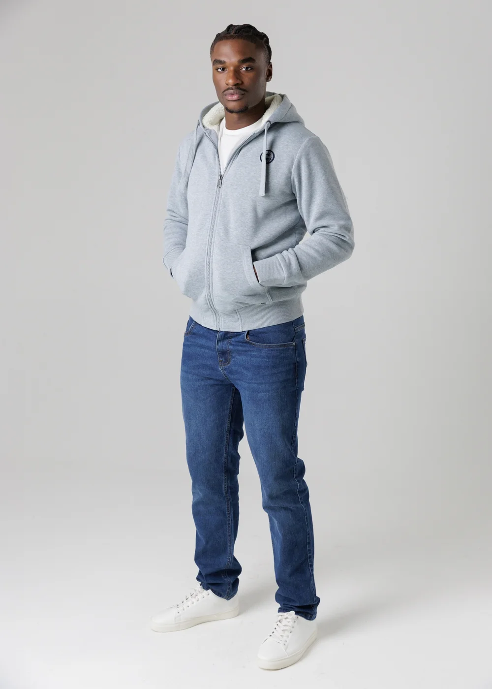 Tokyo Laundry Light Grey Brushed Back Fleece Zip-Through Hoody With Borg Lining - XL Image 4