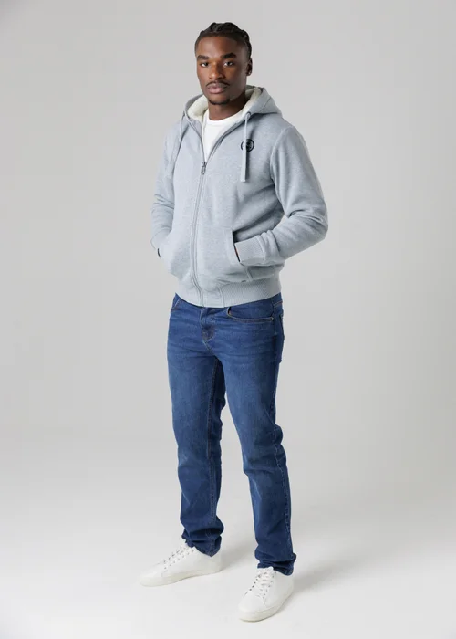 Tokyo Laundry Light Grey Brushed Back Fleece Zip-Through Hoody With Borg Lining - XL Image 4