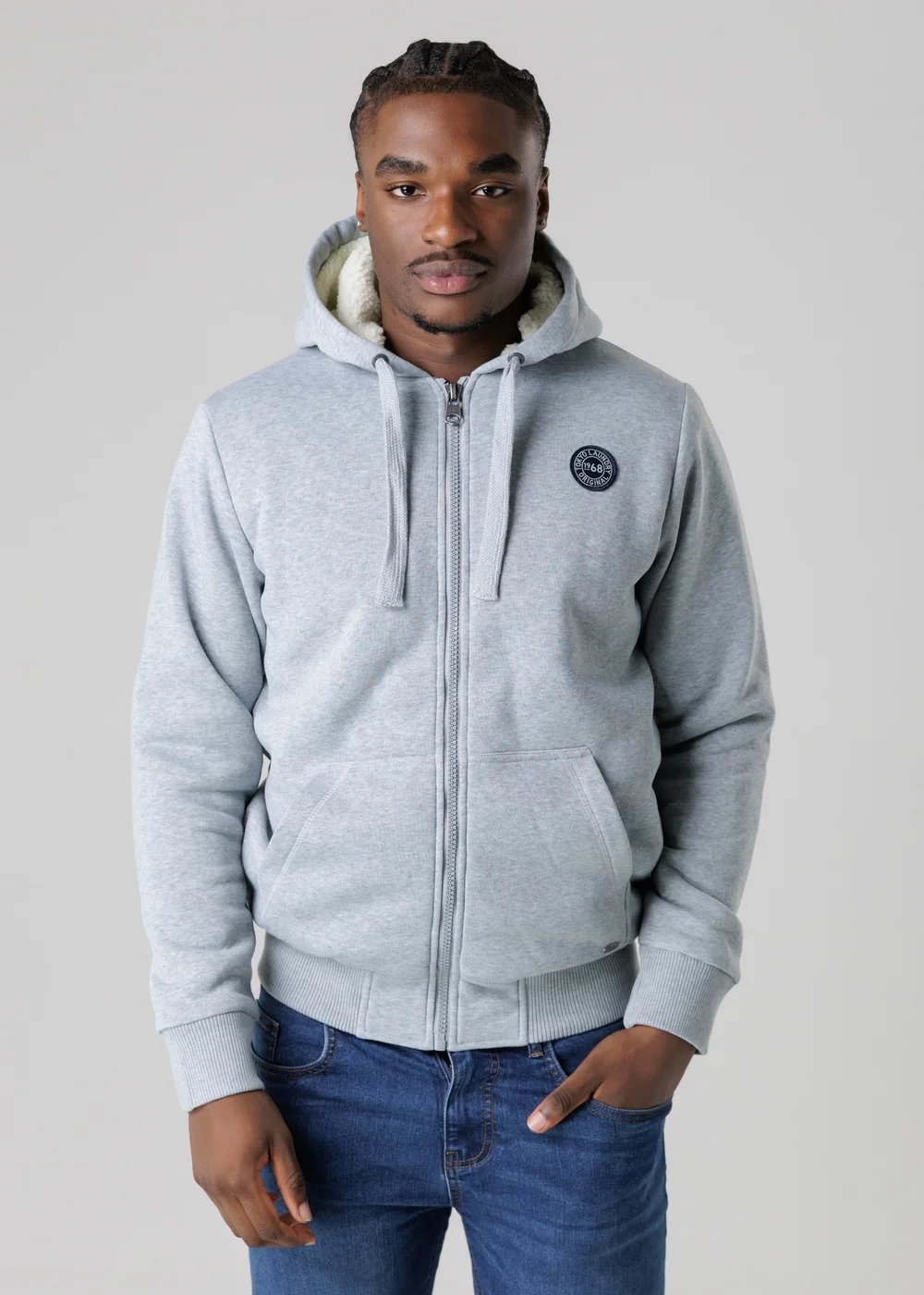 Tokyo Laundry Light Grey Brushed Back Fleece Zip-Through Hoody With Borg Lining - XL Image 1