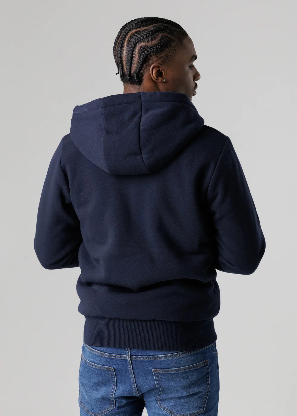 Tokyo Laundry Navy Brushed Back Fleece Zip-Through Hoody With Borg Lining - S Image 2