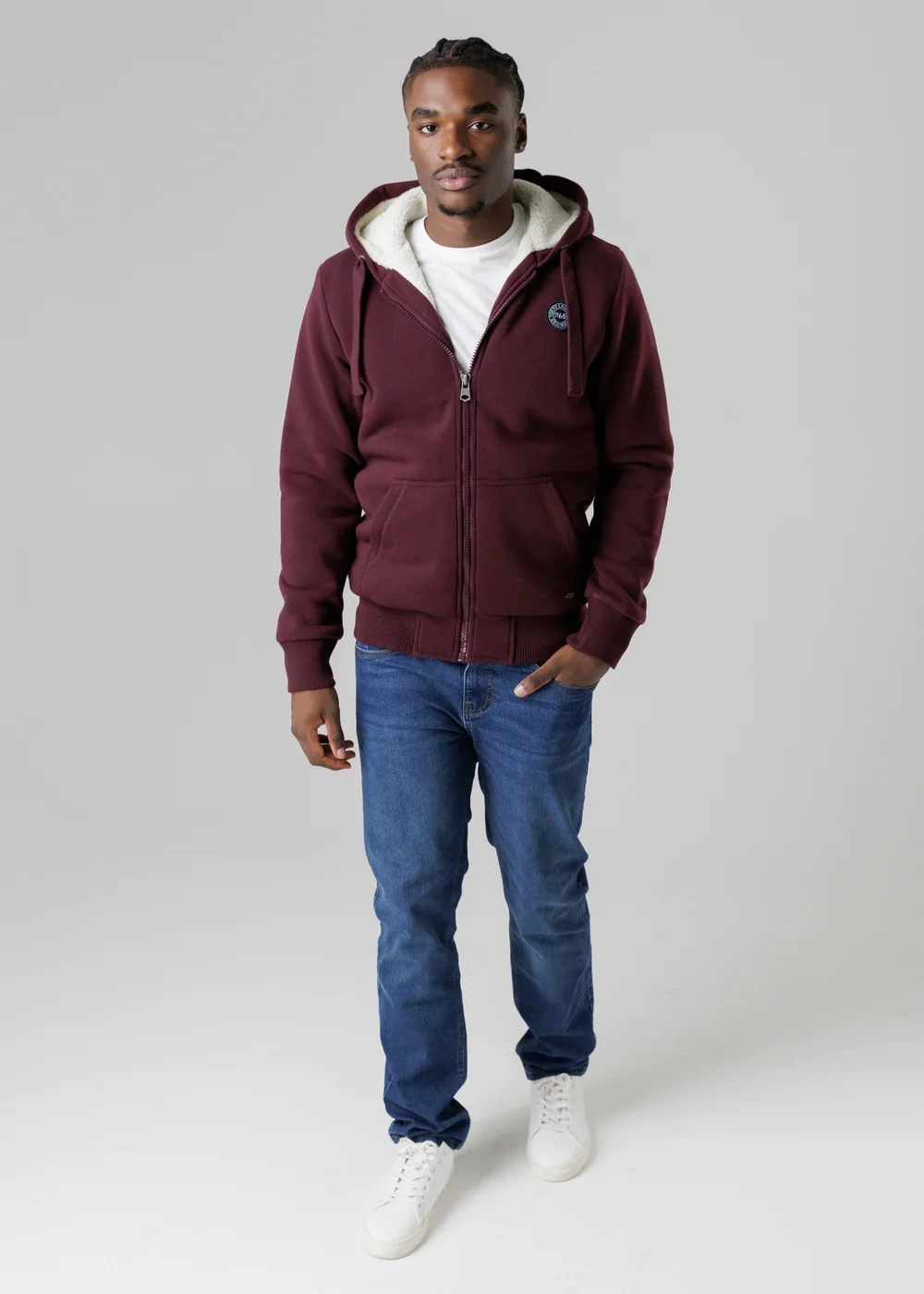 Tokyo Laundry Burgundy Brushed Back Fleece Zip-Through Hoody With Borg Lining - M Image 4