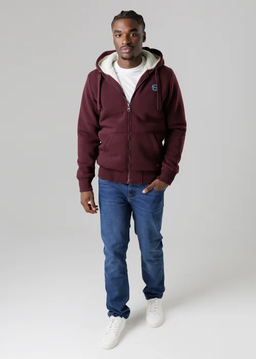 Tokyo Laundry Burgundy Brushed Back Fleece Zip-Through Hoody With Borg Lining - M Image 4