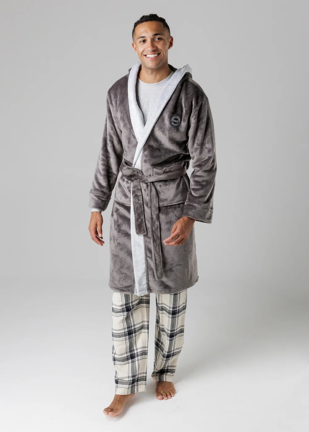 Tokyo Laundry Dark Grey Plush Dressing Gown - Medium Image 1