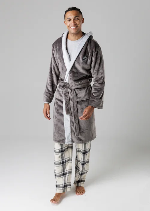 Tokyo Laundry Dark Grey Plush Dressing Gown - Medium Image 1