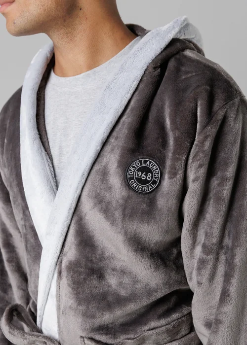 Tokyo Laundry Dark Grey Plush Dressing Gown - Medium Image 3