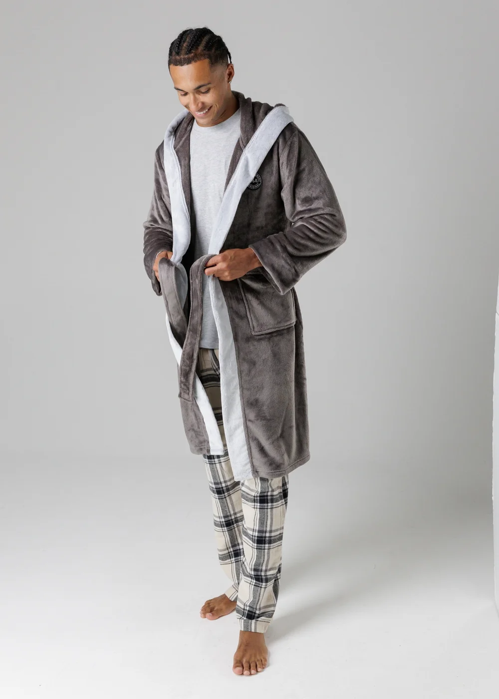 Tokyo Laundry Dark Grey Plush Dressing Gown - Medium Image 4