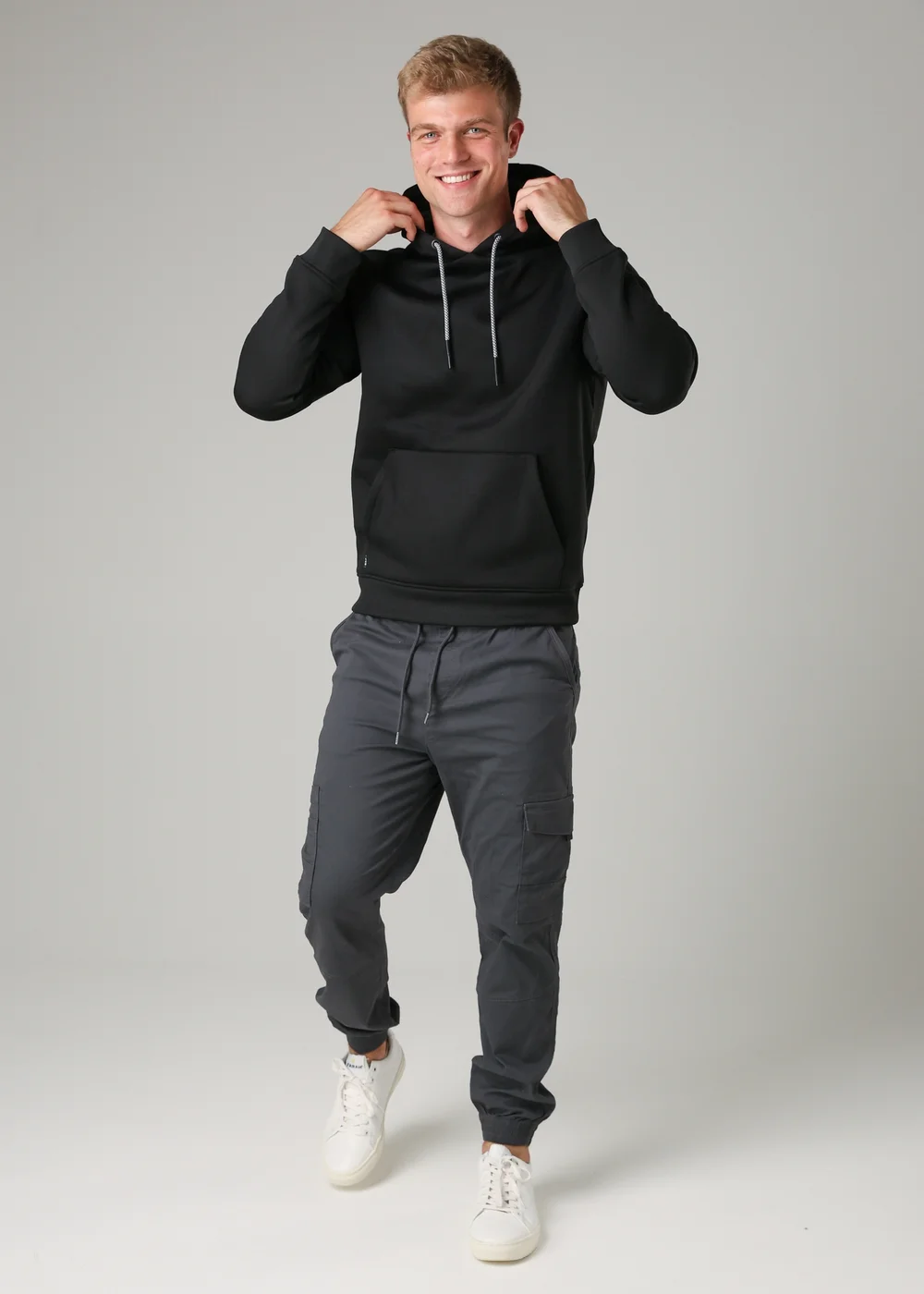 Tokyo Laundry Black Brushed Back Fleece Drawcord Hoody - S Image 4