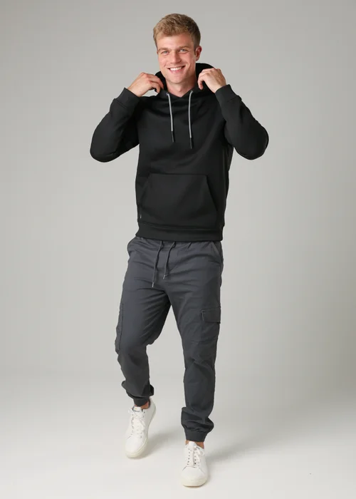 Tokyo Laundry Black Brushed Back Fleece Drawcord Hoody - S Image 4