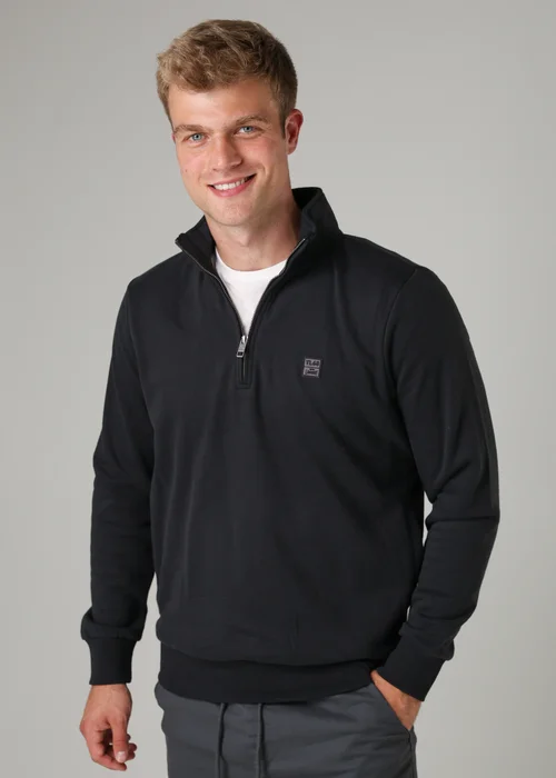 Tokyo Laundry Black Cotton Blend Quarter Zip Sweatshirt - 2XL Image 1