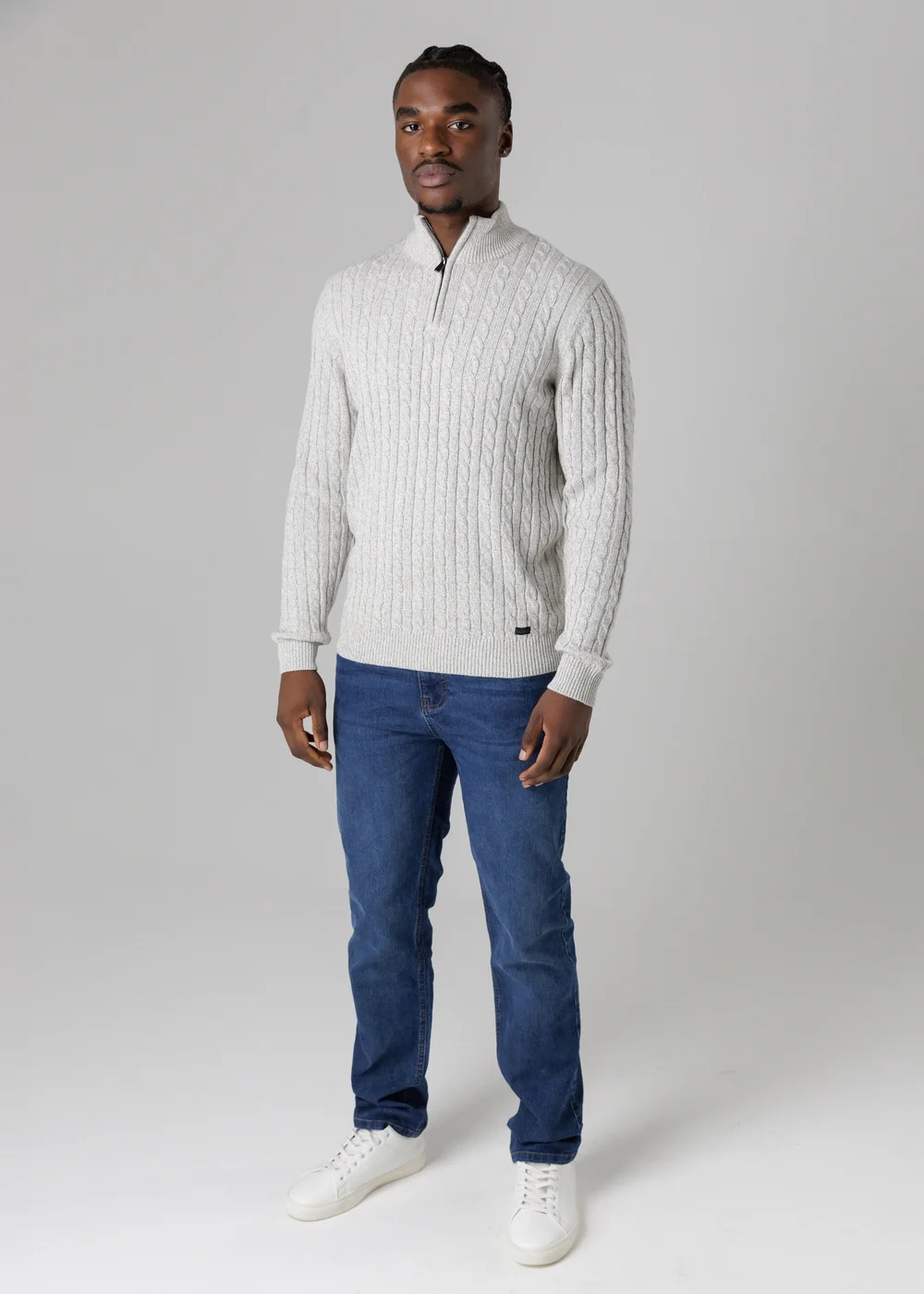 Tokyo Laundry Light Grey Quarter Zip Cotton Blend Jumper - L Image 5
