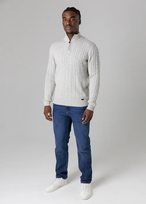 Tokyo Laundry Light Grey Quarter Zip Cotton Blend Jumper - L Image 5