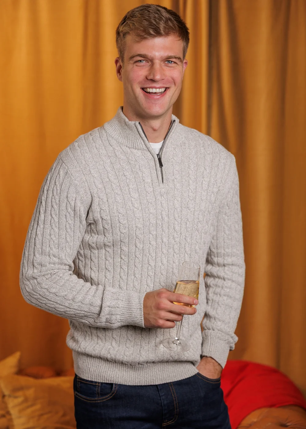 Tokyo Laundry Light Grey Quarter Zip Cotton Blend Jumper - L Image 1