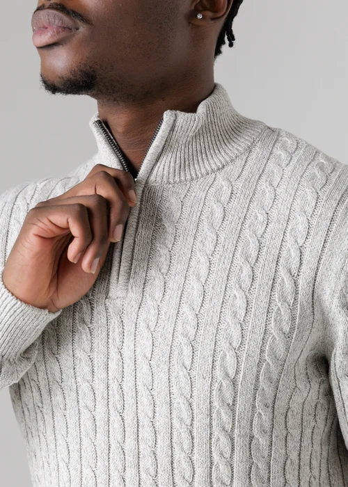 Tokyo Laundry Light Grey Quarter Zip Cotton Blend Jumper - L Image 4