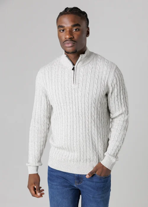 Tokyo Laundry Light Grey Quarter Zip Cotton Blend Jumper - L Image 2