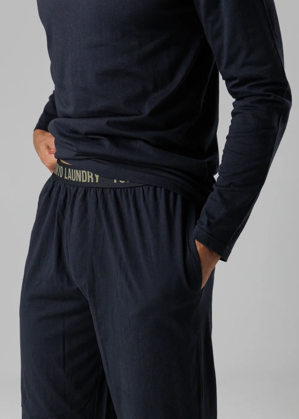 Tokyo Laundry Black Cotton Crew Neck Pyjama Set - Small Image 3