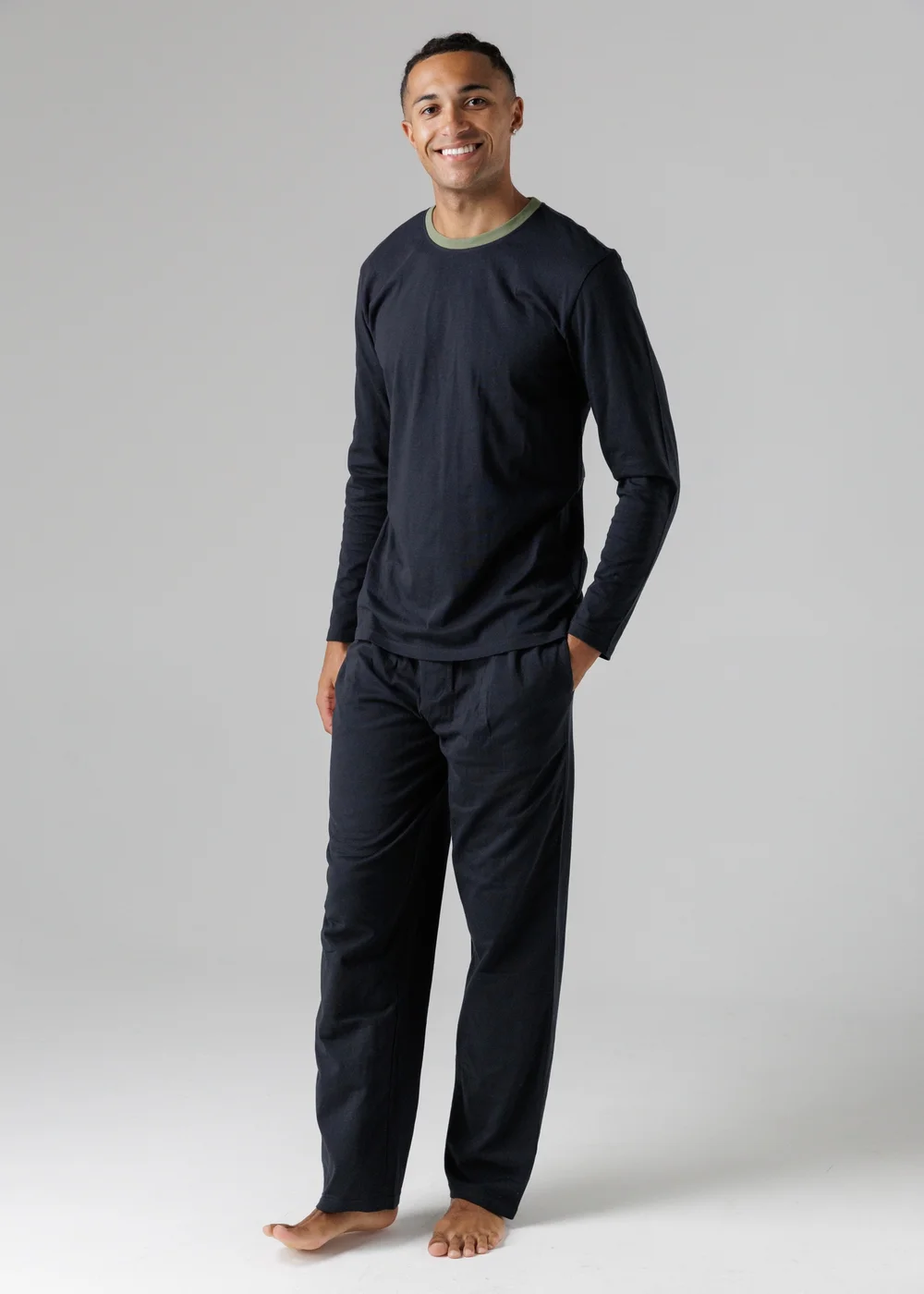 Tokyo Laundry Black Cotton Crew Neck Pyjama Set - Small Image 1