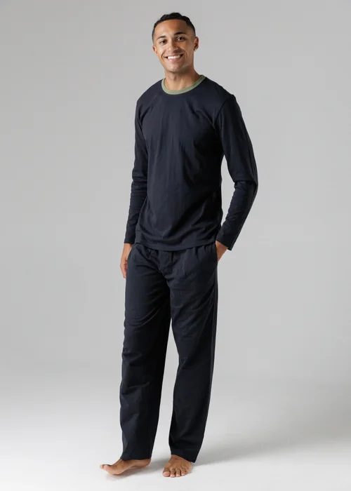 Tokyo Laundry Black Cotton Crew Neck Pyjama Set - Small Image 1