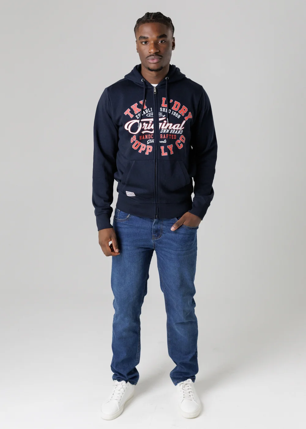 Tokyo Laundry Navy Cotton Blend Zip-Through Hoody - S Image 4