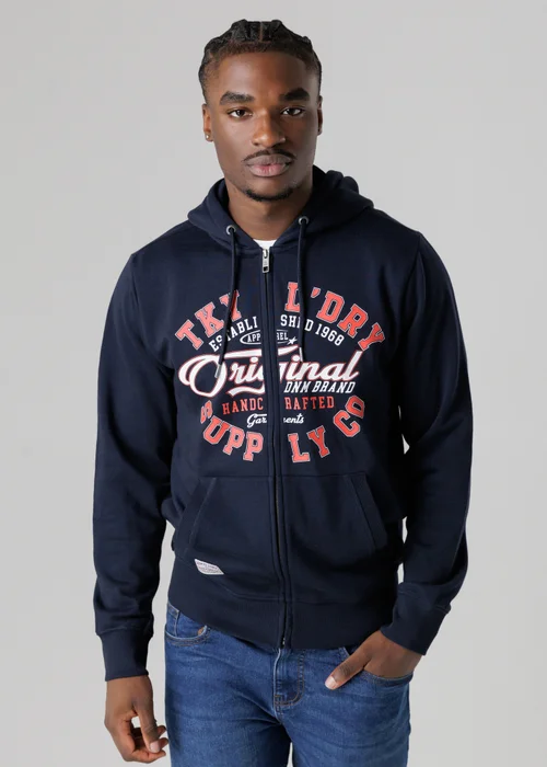 Tokyo Laundry Navy Cotton Blend Zip-Through Hoody - S Image 1