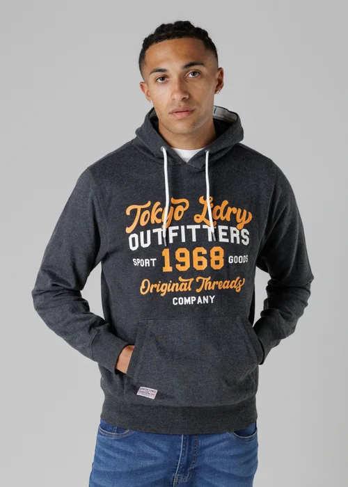 Tokyo Laundry Dark Grey Cotton Blend Drawcord Hoody - L Image 1