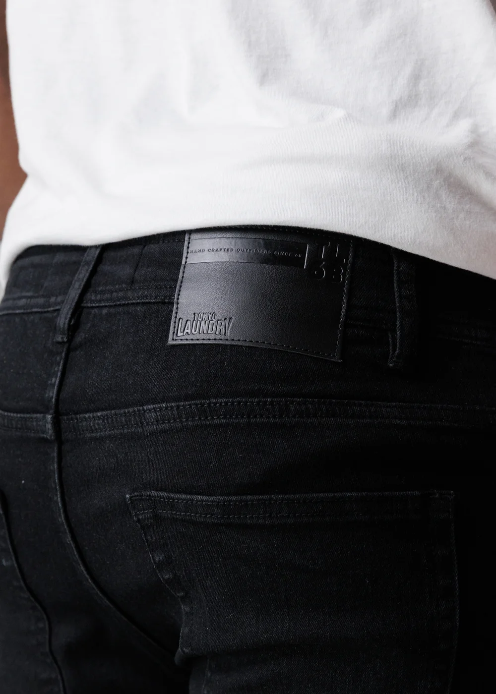 Tokyo Laundry Black Straight Fit Cotton Blend Jeans - 40/L30 Image 4