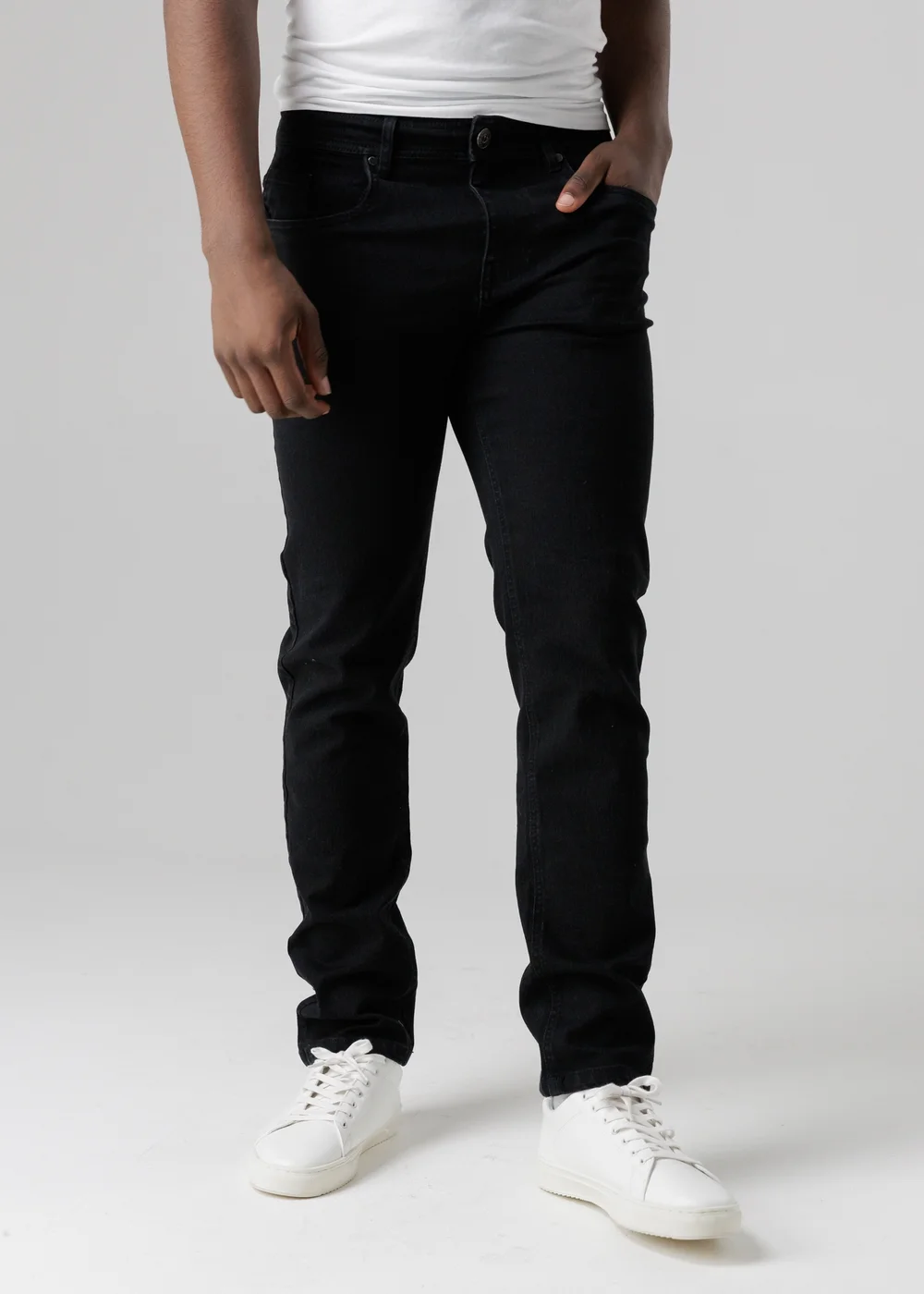 Tokyo Laundry Black Straight Fit Cotton Blend Jeans - 40/L30 Image 1