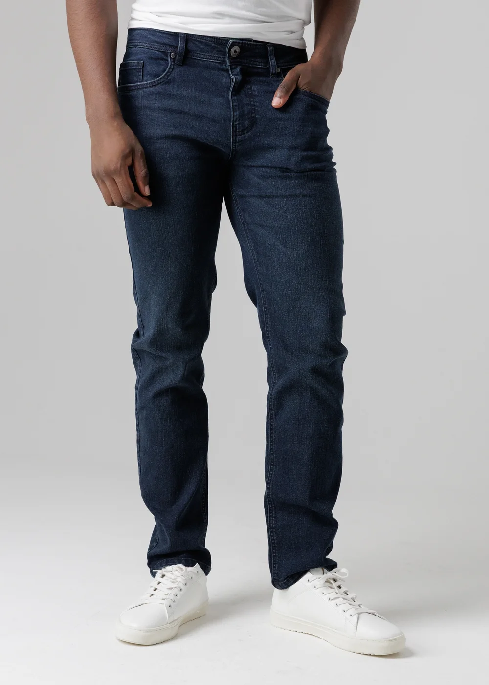 Tokyo Laundry Dark Blue Straight Fit Cotton Blend Jeans - 30/L32 Image 1
