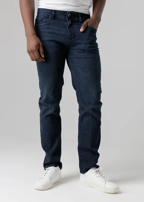 Tokyo Laundry Dark Blue Straight Fit Cotton Blend Jeans - 30/L32 Image 1