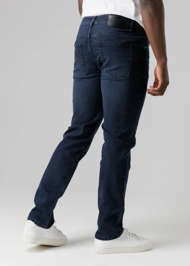 Tokyo Laundry Dark Blue Straight Fit Cotton Blend Jeans