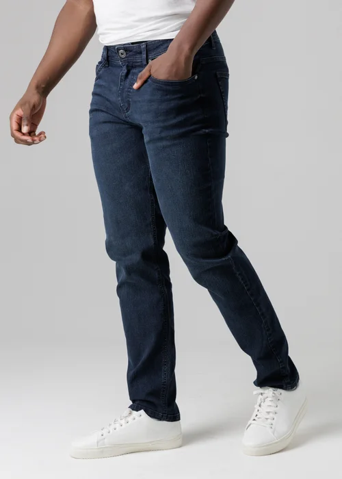 Tokyo Laundry Dark Blue Straight Fit Cotton Blend Jeans - 30/L32 Image 3