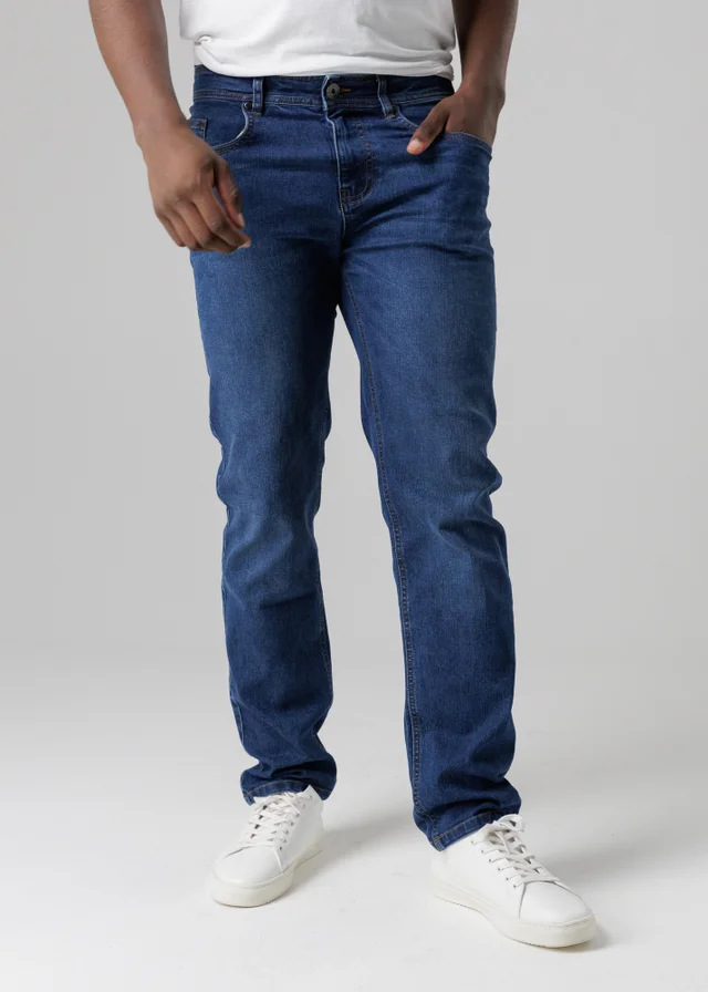 Tokyo Laundry Light Blue Straight Fit Cotton Blend Jeans