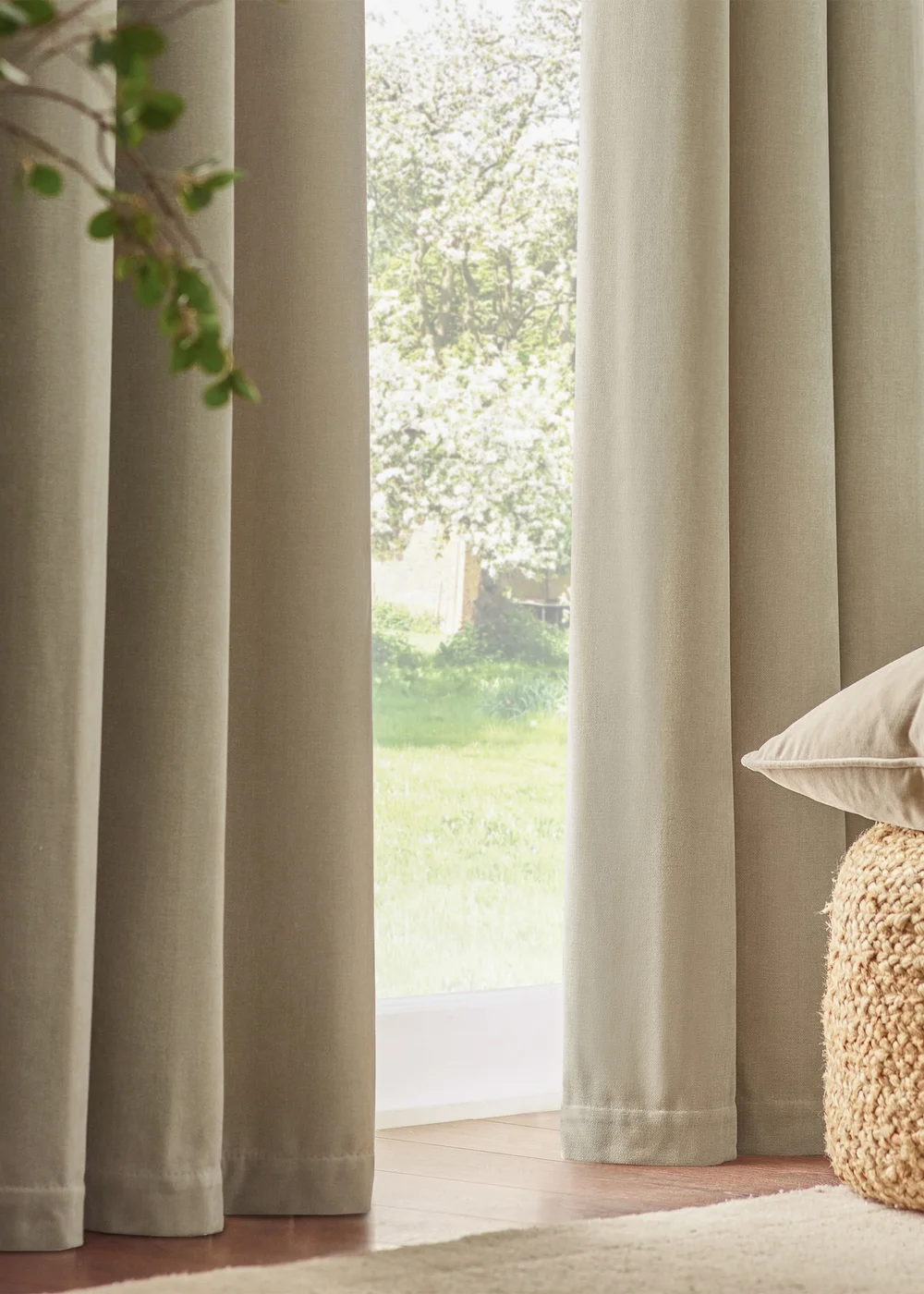 Yard Heavy Chenille Velvet Room Darkening Pencil Pleat Curtain Pair Linen - 46W X 54D (117x137cm Image 4