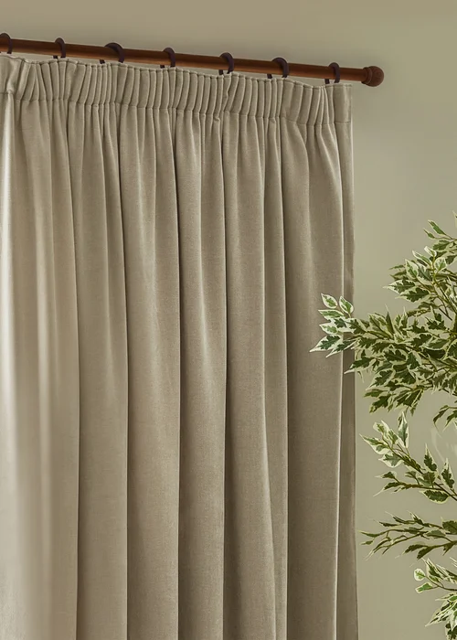 Yard Heavy Chenille Velvet Room Darkening Pencil Pleat Curtain Pair Linen - 46W X 54D (117x137cm Image 3