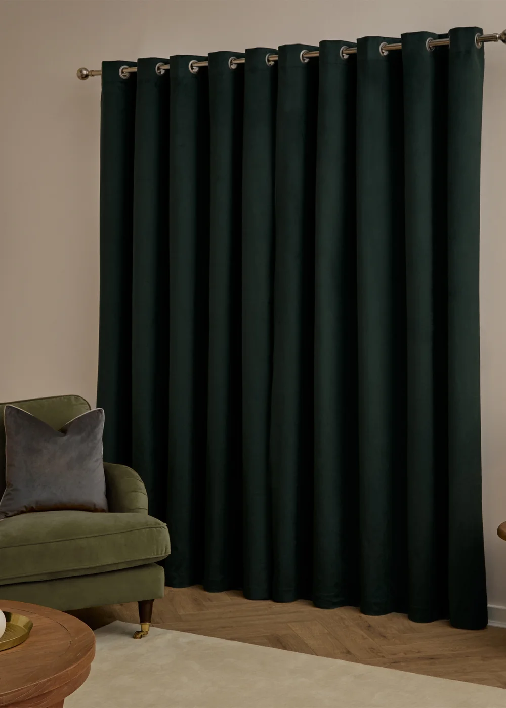 Furn The Ultimate Velvet Blackout Eyelet Curtain Pair Black - 46W X 54D (117x137cm Image 3