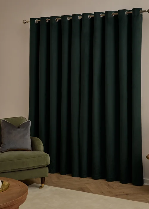 Furn The Ultimate Velvet Blackout Eyelet Curtain Pair Black - 46W X 54D (117x137cm Image 3