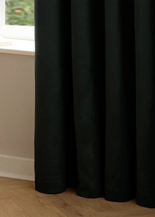 Furn The Ultimate Velvet Blackout Eyelet Curtain Pair Black - 46W X 54D (117x137cm Image 6