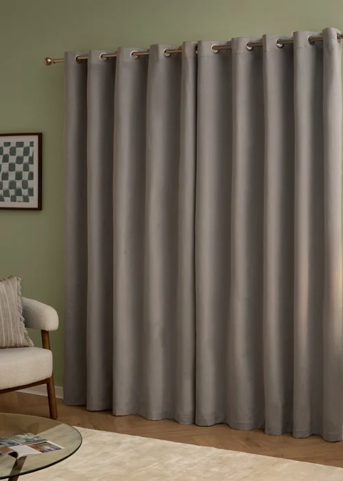 Furn The Ultimate Velvet Blackout Eyelet Curtain Pair Silver - 46W X 54D (117x137cm Image 3